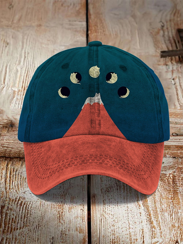 Abstract Creative Good Night Lovely Cat Painting Art Retro Casual Cap