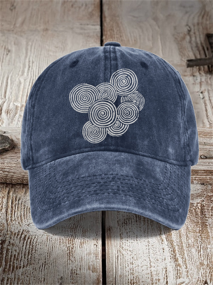 Sea Waves Ripples Japanese Lino Art Washed Cap